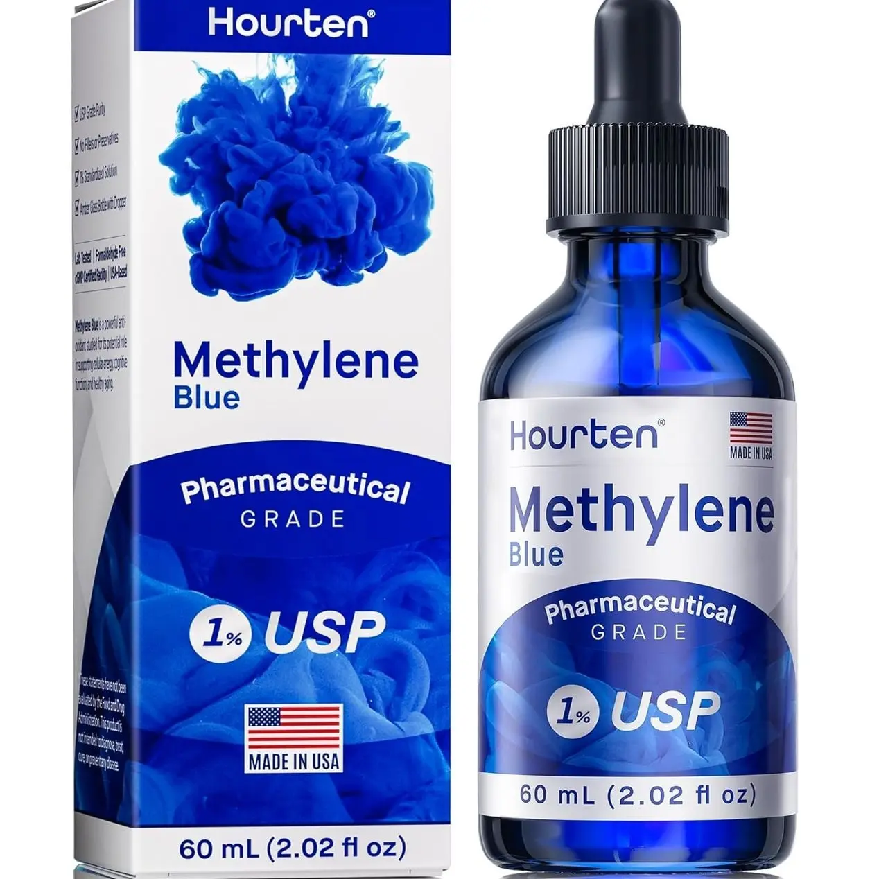 Methylene Blue Drops 1% USP Grade: Pharmaceutical Grade Blue Methylene Liquid Formula –Amber Glass Dropper Bottle – Lab-Tested, Formaldehyde-Free, Made in USA (2.02 Fl Oz (Pack of 1))