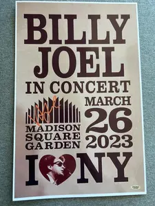 Billy Joel Signed Autographed 11x17 Concert Poster Print with Certified COA, Home Decor for Room Wall