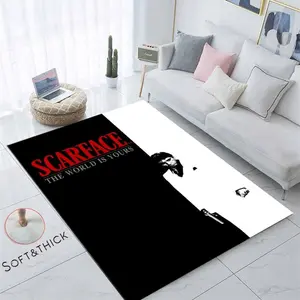 The world Is Yours, Movie Old Rug, Scarface Retro, Action Gangster Movie Rug, Scarface Movie Rug, Famous Home Decor Rug, Black and White Rug