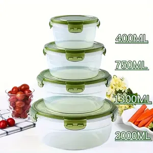 8-Piece Food Storage Containers Set (4 Containers & 4 Lids), Transparent Kitchen Organizer, Microwave Safe Lunch Box, Stackable Storage Containers