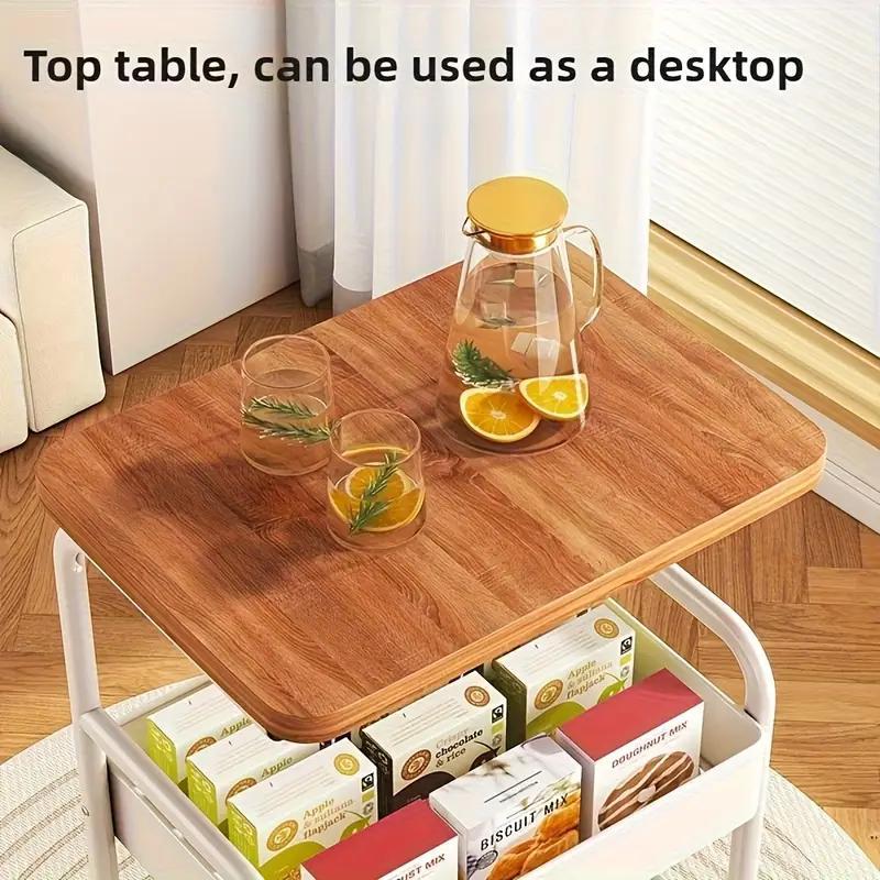 3-Tier Rolling Cart with Tabletop, Metal Tool and Snack Rack with Storage, Durable Carbon Steel Frame, Wheels for Easy Mobility, Perfect for Home or Office Use, Rolling Storage Cart