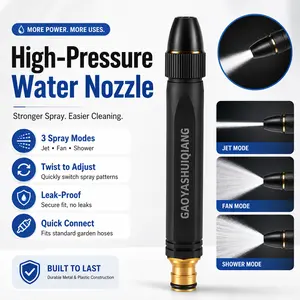Car Wash Water Garden Hose Sprayer,Metal Heavy Duty High Pressure Water Hose Anti-Leakage Hose Nozzle with 3 Adjustable Spray Modes for Garden Watering & Car Pet Washing Rinsing Floor