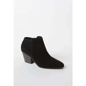 JUST FAB Women’s Minimalist Ankle Boots – Pointed Toe Booties with Block Heel & Side Zipper