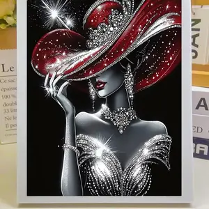 Elegant Lady Diamond Painting Kit, DIY Acrylic Round Diamonds, Full Drill Mosaic Craft Set, Frameless Embroidery Gift, Home Decor & Creative Gift