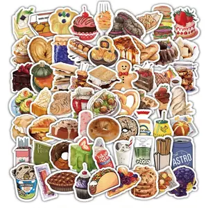 Lilysan 100 Pcs Retro Oil Painting Sticker Set with Food & Drink Designs for Phone Notebook Cars Water Bottle Scrapbook Journal and Festival Decorative Gift decoration Holiday Christmas Party