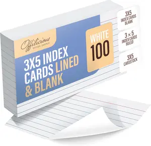 Ruled Index Cards 3x5 — Durable Blank Cards Bulk for Writing Recipes, Notes & Flash Cards for Studying — 100 No Bleed-Through White Double-Sided Notecards 3x5 Lined & Blank