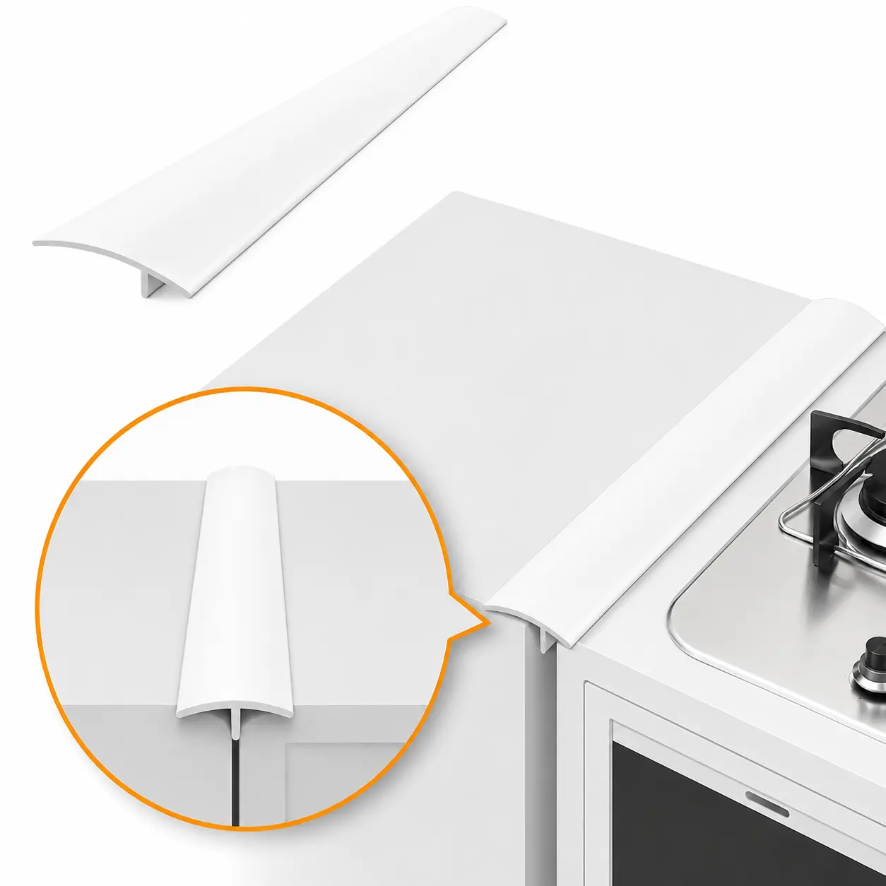 Silicone Stove-Counter Gap Cover Strip – Heat-Resistant Spill Blocker, Easy-Clean Flexible Sealer, Home Improvement Kitchen Accessories