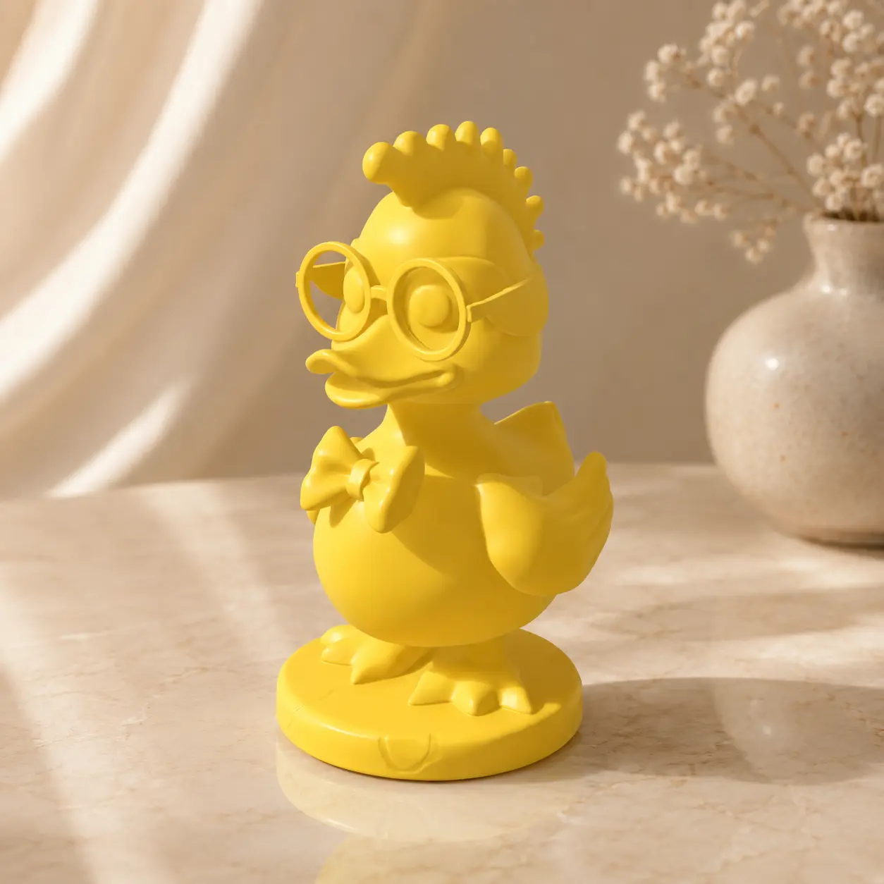 1-Piece 3D PLA Printed Light Durable Plastic Cheerful Duck Figurine - Decorative Ornaments, Figurines & Miniatures, Shelf/Window Home Accent, Ideal Gift for Animal Lovers, Matt Collectible, Desk Decor