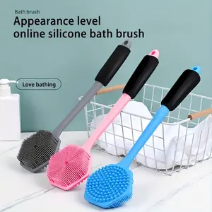 Hexagonal Extended Handle Silicone Bath Brush, Exfoliate Body Dead Skin, Refreshing Daily Shower Back Scrubber, Massage Body Brush