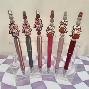 Beaded Pens with Colorful Designs and Bead Decorations Simple Pen with Attached Beads Simple Writing Tool Office Stationery Supplies