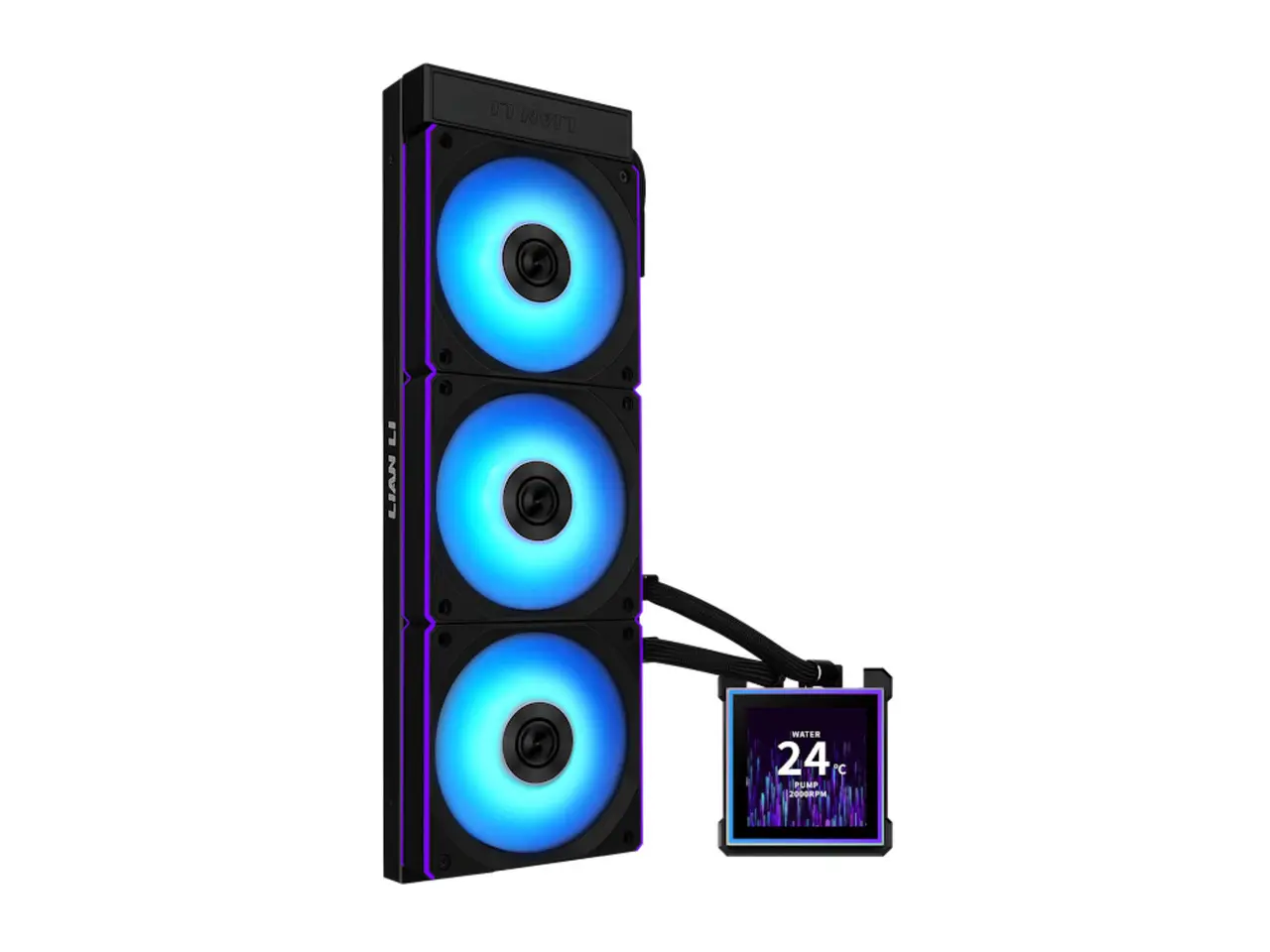 Lian Li Hydroshift II-S 360 CL ARGB Liquid CPU Cooler - 360mm AIO - 3.4" IPS LCD Square Screen - Daisy-Chain - Low-Noise - Intel LGA 1851/1700, AMD AM5/AM4 - 3X CL120 ARGB Fans - Black (HS2LCDS36CB)