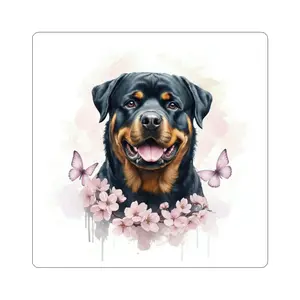 Rottweiler Kiss-Cut Sticker — Butterfly Bloom
