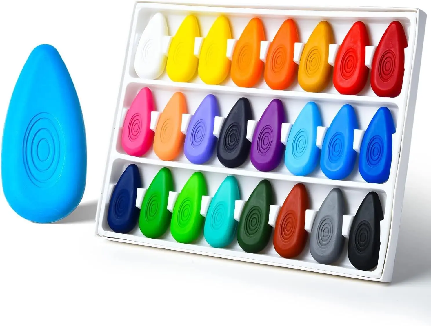 Four Candies Crayons for Toddlers 1-3, 24 Colors, Non-Toxic, Unbreakable | Easy-Grip, Water-Drop Shape for Little Hands, Washable Formula, Smooth Coloring, Fine Motor Skills, Home & Preschool Use