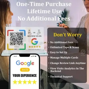 Crystal Google Review Stand – NFC & QR Code – Lifetime Use, No Monthly Fee