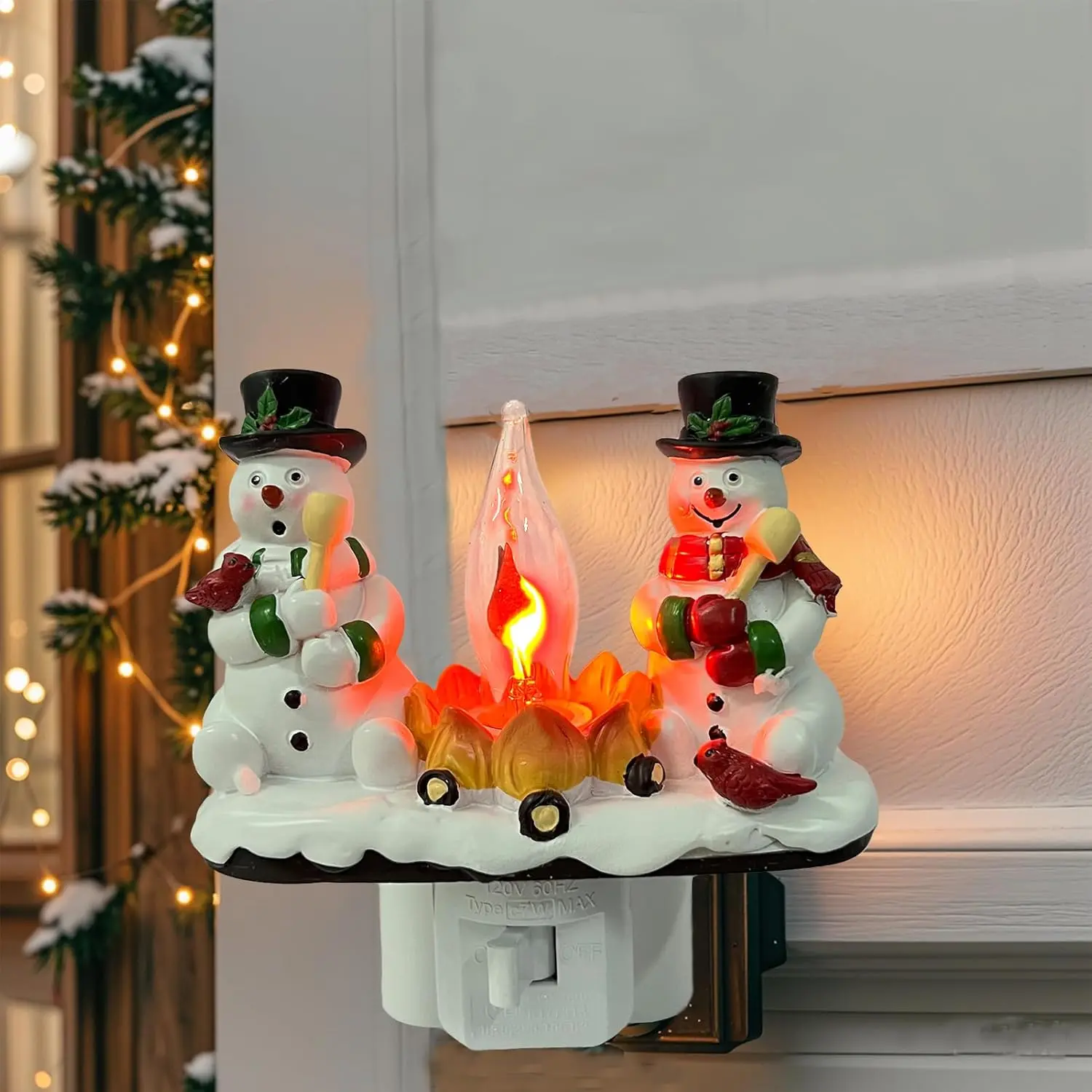 Snowman Design Ceramic Night Light for Christmas Decor, 1 Count Plug and Play Christmas Themed Ambient Light, Decorative Light for Home Party Festival
