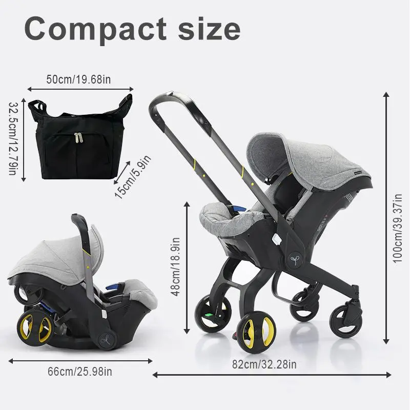 (No Base) Newborn 4-Wheel Alloy Baby Stroller,With Free Bag - Foldable Legs, Chest Clip, 1-Click Contraction, Free Bag, Toddler Travel Stroller#SummerVibes