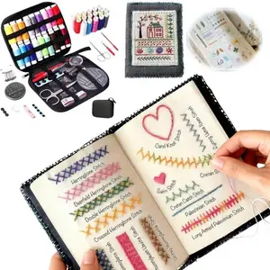 Embroidery Kit for Beginners, Complete Embroidery Needle Guide Set, Portable Book Design and Practice Manual Included