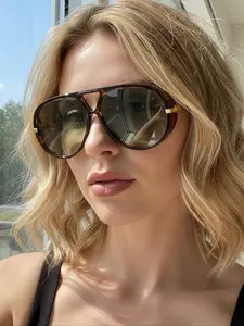 Unisex Fashion Pilot Sunglasses, Tinted Lens Sunglasses, Perfect for Outdoor Activities & Daily Wear, Trendy Punk Style Eyewear, Men & Women Accessories