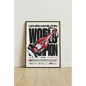 [Racing Decor - Sale Up To 40%] [Unframe] Lewis Hamilton Ferrari Poster, Ferrari Formula Racing Wall Art, F1 Motorsport Print, World Champion Racing Decor, Motorsport Artwork
