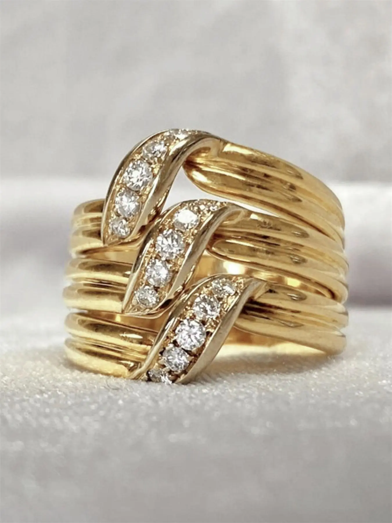 Elegant Artificial Zircon Decorated Ring, Fashion Jewelry for Women for Party, Daily Decor, Trendy All-match & Exquisite Jewelry for Birthday Gift, Criss Cross Ring, Elegant Everyday Ring, Elegant Fashion Rings, Beautiful Rings