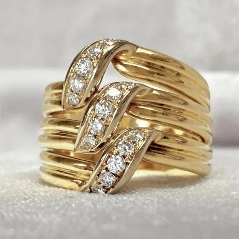 Elegant Artificial Zircon Decorated Ring, Fashion Jewelry for Women for Party, Daily Decor, Trendy All-match & Exquisite Jewelry for Birthday Gift, Criss Cross Ring, Elegant Everyday Ring, Elegant Fashion Rings, Beautiful Rings