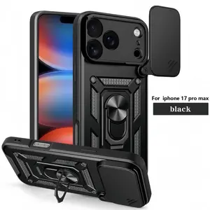 Solid color 360 rotating ring bracket military-grade shockproof mobile phone protective cover, with camera protective cover, suitable for iPhone11 12 13 14 15 16 promax iPhone17promax, sturdy and durable mobile phone case