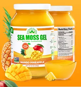 Wildcrafted Irish Sea Moss Gel Made in USA Raw Nutrient Rich Superfood Jelly Mango Pineapple Flavor for Immune Support Thyroid Joint and Skin Health Organic Daily Vitamins Gel in Jar 1 Count