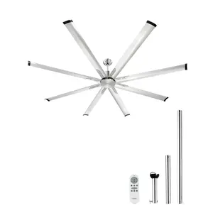 VEVOR 84 In Ceiling Fan without Light, 6-Speed Remote Control, Aluminum 8-Blade, Reversible DC Motor, Modern Low Profile Flush Mount Fan for Bedroom, Living Room, Patio, Indoor/Outdoor, Brushed Nicke