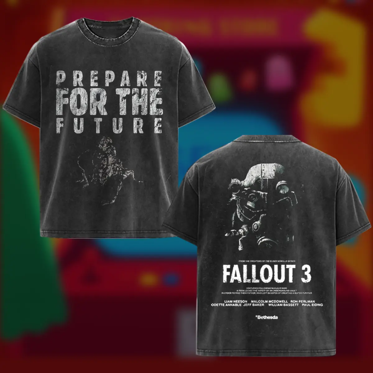 Fallout 3 Prepare for the Future Men's Wash Unisex Game Shirt, Fallout Fan Gift, gamer gift Menswear Collar Cotton Fabric Streetwear Tshirt Casual Graphic