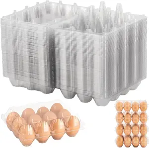 60 Pack Egg Cartons, Plastic Egg Carton 3x4 Grids,  Bulk for 12 Eggs  Ideal for Refrigerator Storage, Chicken Farm, Farmers Markets & Commercial Display