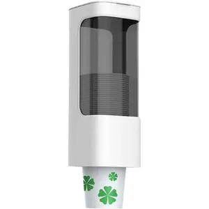 Pull Type Wall Mount Cup Dispenser, Fits 3oz-5oz Disposable Paper Plastic Cups, Water Cooler Cup Holder with Paste for Bathroom Home Office Hospital, White