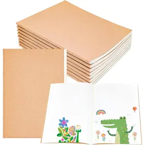 10 Blank Kraft Notebooks, 8.3x5.5 In A5 Small Journals Bulk Blank Paper Sketchbooks, 68 Pages A5 Drawing Doodling Writing, for Gifts, Students and Office Supplies