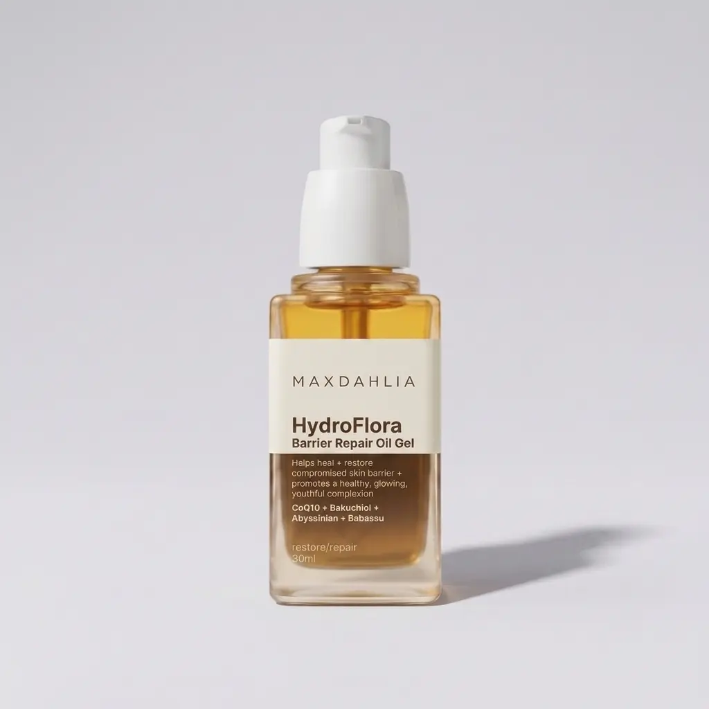 MAXDAHLIA HydroFlora Barrier Repair Oil Gel Moisturizer – Lightweight Hydrating Face Moisturizer for Dry, Sensitive & Damaged Skin, Non-Greasy Radiant Glow