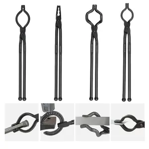VEVOR Blacksmith Tongs, 18 4 PCS, V-Bit Bolt Tongs, Wolf Jaw Tongs, Z V-Bit Tongs and Gripping Tongs, Carbon Steel Forge Tongs with A3 Steel Rivets, for Beginner and Seasoned Blacksmiths, Bladesmiths