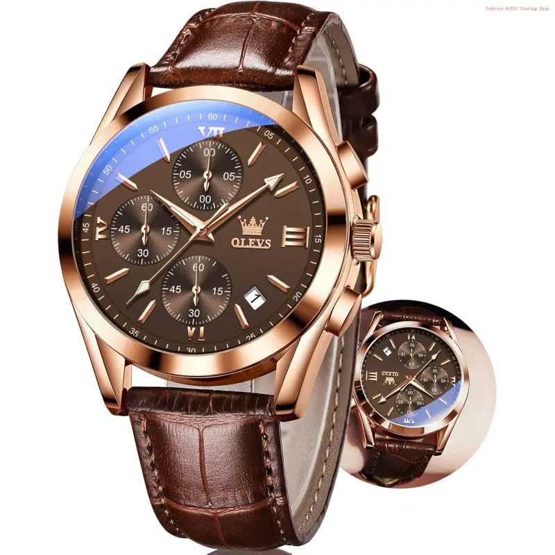 Fashion Brand OLEVS Men's Watches Brown Leather with Date,Casual Watches for Men,Large Face Watches Men,Chronograph Mens Watch,Sport Waterproof Business Dress Analog Quartz Men's Wrist Watches Reloj De Hombre - TikTok Shop Fashion Brand OLEVS Men's Watches Brown Leather with Date,Casual Watches for Men,Large Face Watches Men,Chronograph Mens Watch,Sport Waterproof Business Dress Analog Quartz Men's Wrist Watches Reloj De Hombre - TikTok Shop