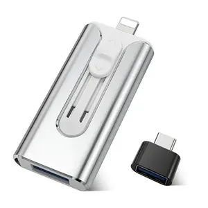 4-in-1 USB 3.0 Flash Drive, Portable Flash Drive, Thumb Drive for iPhone & Type-C & Android & PC, Easy Backup & File Transfer, iPhone Photo Stick Pen Drive 64GB 128GB 256GB 1TB External Storage, Valentine's Day, Birthday & Christmas Gifts