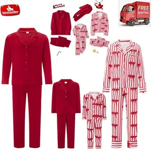 Family Matching Pajamas #FamilyPJs | Cozy Two-Piece Button-Up Loungewear | Lapel Collar Long-Sleeve Pajamas + Pants | Christmas Pajamas | Couples & Families Sleepwear