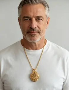 Chinese Traditional Taoist Divine Beast Pendant, Ruby & Zircon Inlaid 18K Gold Plated Protection Charm
