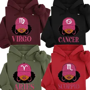 [Full 12 Zodiac] Unisex Zodiac Hoodie – Sparkly Afro Woman Astrology Sign Sweater for Astro Lovers YUI