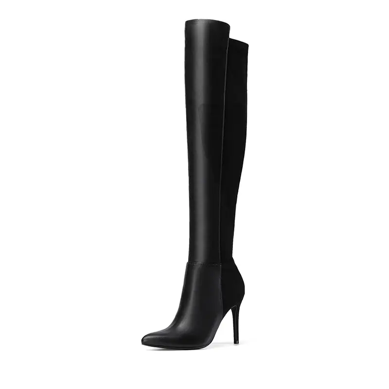 Dream Pairs Stretch Pointed-Toe Stiletto Over-the-Knee Boots – Pull-On Thigh-High Silhouette, Cushioned Insole, Shoe, Footwear, High Heels, Soft, Stylish