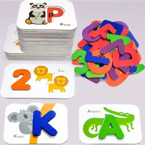 Alphabet & Number Matching Game: Wooden Letter Blocks + Sight Word Flash Cards. Montessori Learning Toy for Ages 3-5, Develops Letter, Number & Vocabulary Skills