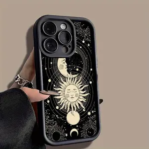 Sun Moon Starry Sky Full Series Case for iPhone 17 Pro Max 16 16e 15 14 Plus 13 12 Mini 11 Air X XS Pattern Soft TPU Rubber Camera Protection Rugged Mobile Phone Cover Gift