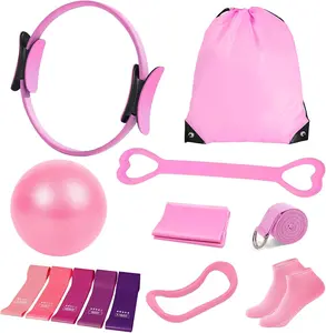 Pilates Kit for Women, Pilates Equipment with 13'' Magic Circle, Pilates Ring and Ball Set with 5 Strength Bands, Hip Thrust Belt, Compact Workout Set at Home