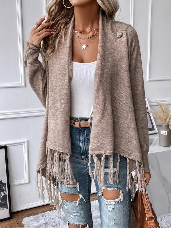 Women's Elegant Faux Fur Shawl Collar Sweater Coat, Long Sleeve Button Front Winter Outerwear, Thick Knit Casual Fashion Jacket