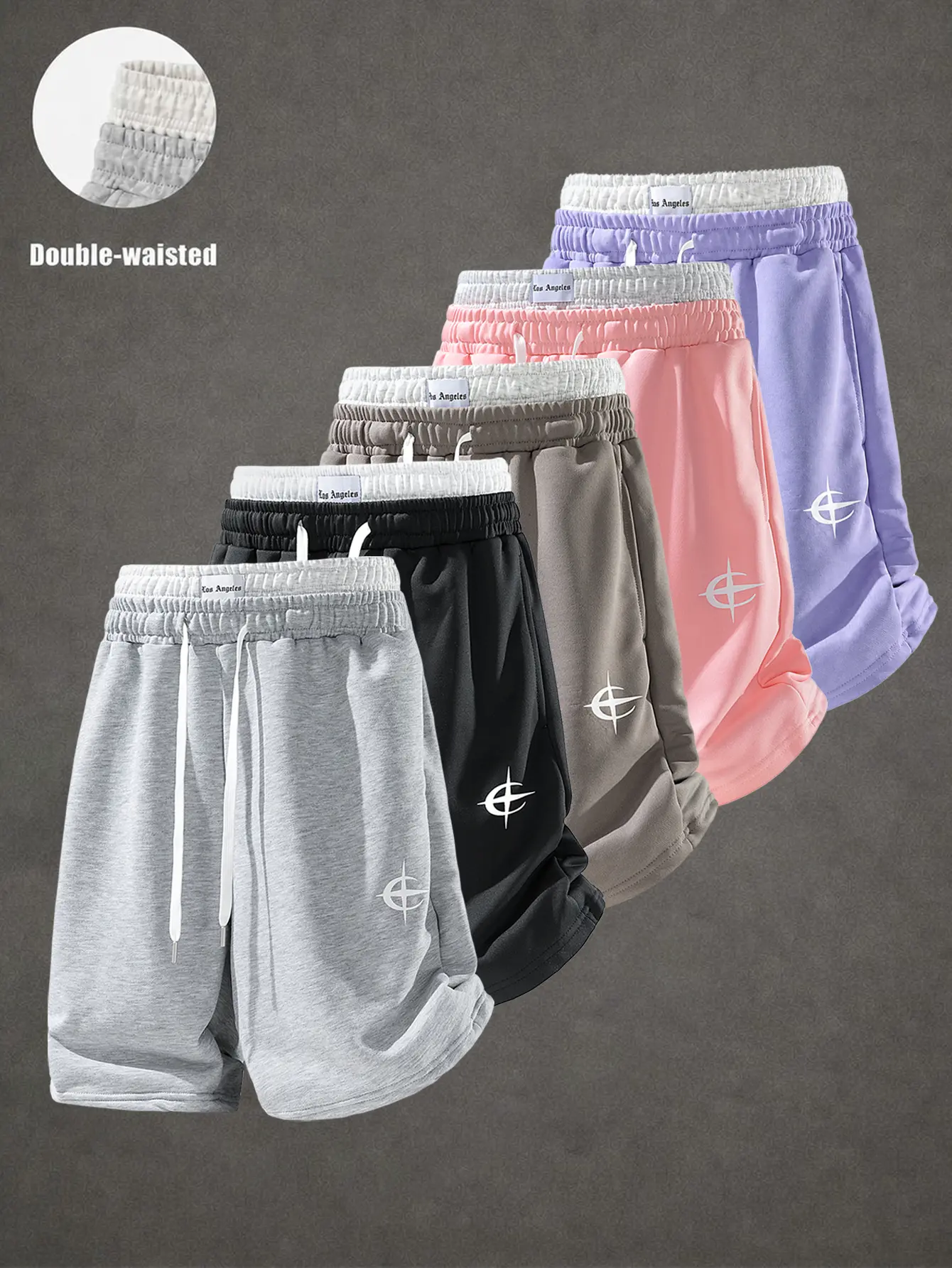 Mens Double Waistband Sweat Shorts, Loose Fit Above‑Knee Athletic Jogger Shorts with Drawstring Pockets, 1/2/3/5 Pack Four‑Way Stretch Casual Lounge Streetwear Shorts, Summer Gym Daily Walking Work Outfit for Men
