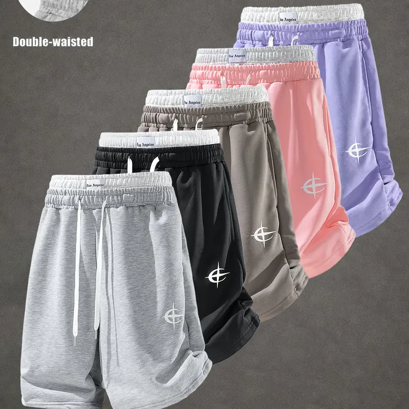 Mens Double Waistband Sweat Shorts, Loose Fit Above‑Knee Athletic Jogger Shorts with Drawstring Pockets, 1/2/3/5 Pack Four‑Way Stretch Casual Lounge Streetwear Shorts, Summer Gym Daily Walking Work Outfit for Men