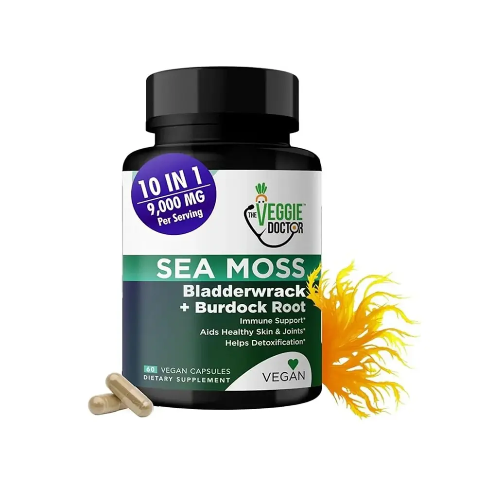 The Veggie Doctor Sea Moss Vitality Capsules 10-in-1 Superfood Blend with Black Seed Oil Ashwagandha Burdock Root Bladderwrack & Turmeric for Immunity Detox Boost - Healthcare, Dietary