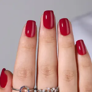 CurvLife Classic Ruby Press-On Nails – 30PCS Medium Square, Timeless Red Gloss Finish | Bold & Confident | Easy to Apply, Reusable & Non-Toxic | Perfect for Dates, Parties, or Everyday Elegance with a Classic Touch