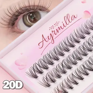 40D/20D Squirrel Mink Eyelashes 1 Box-5 Boxes, 60 Clusters, Large Capacity Natural Lash Extensions, 3D Russian Individual Lashes Makeup Tool