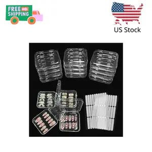 12pcs Press on Nail Storage Box with 60 Pcs Adhesive Double Sided Tape